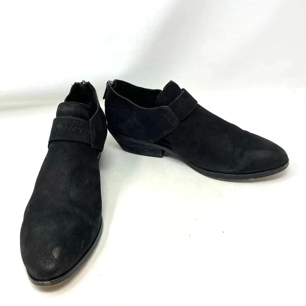 Eileen‎ Fisher Lisbon Cut Out Nubuck Bootie Black Size 7.5